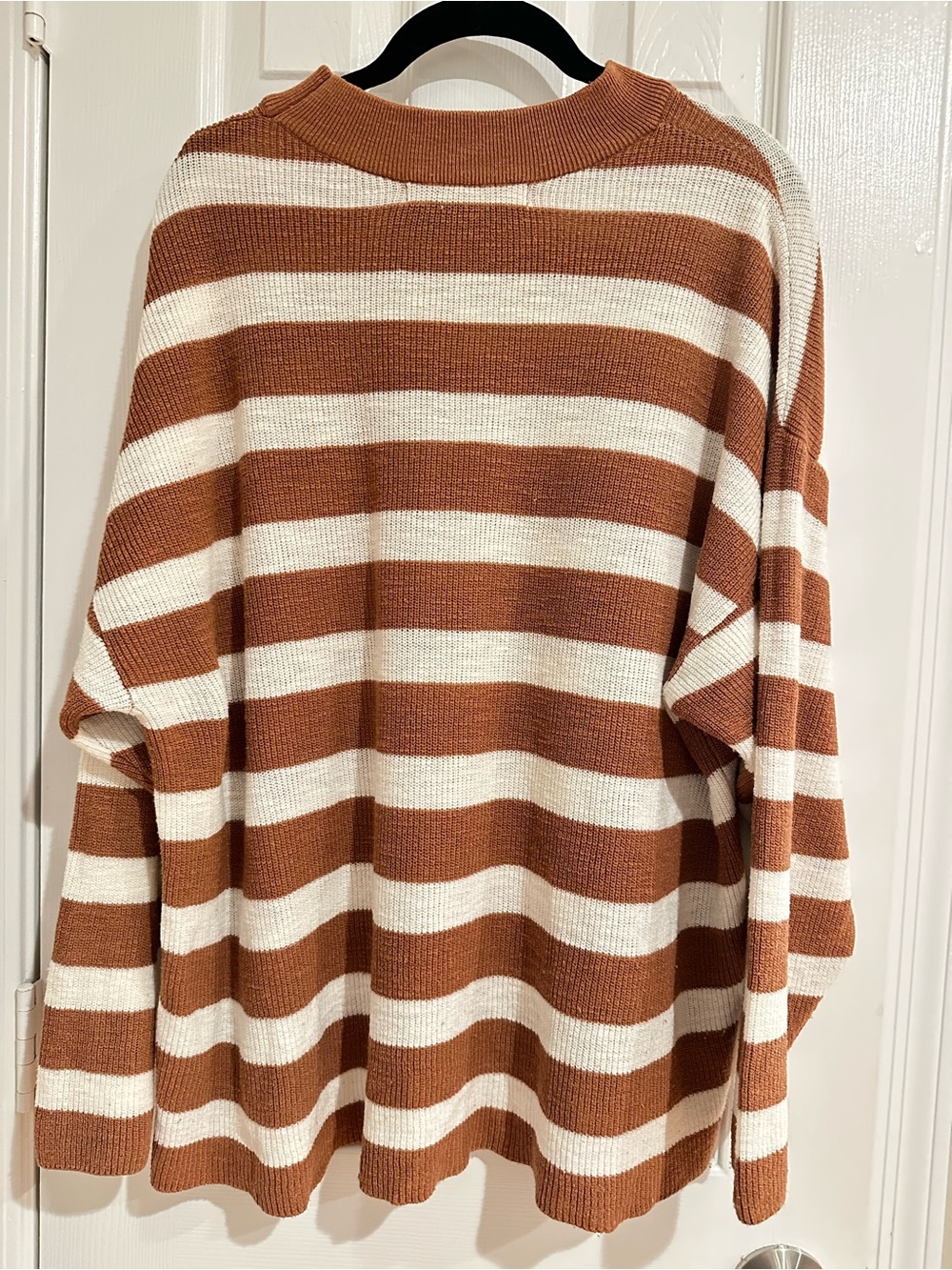 Free People Beach Oversized Striped Sweater Rust Cream Size S - Picture 5 of 5